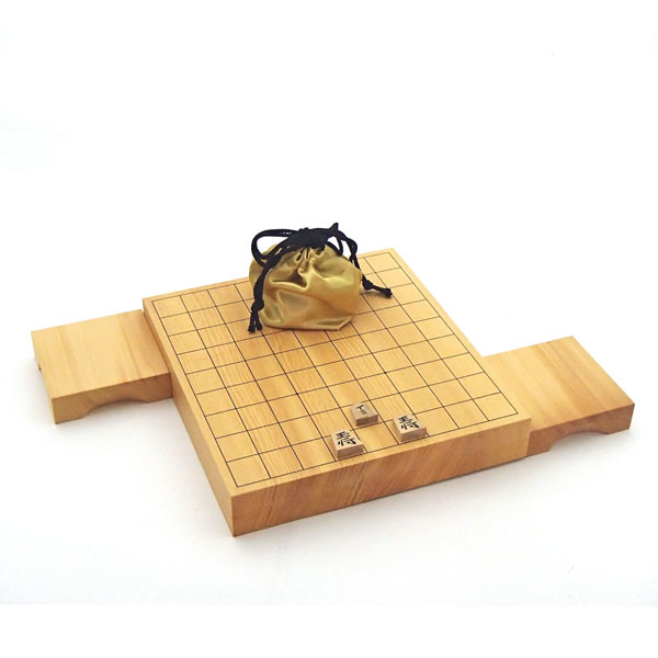 ミニチュア高級将棋セット　精巧な本格的本榧一寸卓上将棋盤セット（駒台・駒袋付き）｜安心真心サービスの囲碁ラボ