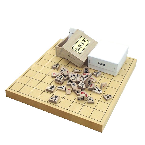 木製将棋盤セット　本榧に次ぐ　ヒバ1寸卓上接合将棋盤竹と昔懐かしい楓漆書き将棋駒