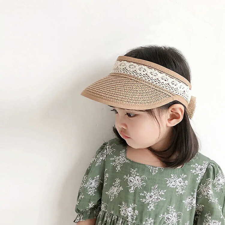 人気商品ランキング サンバイザー こども 麦わら キッズ 帽子 夏 サンバイザーキャップ 女の子 女児 日除け 折りたたみ つば広 ベビー 赤ちゃん 子ども Uvカット 紫外線対策 かわいい おしゃれ 日よけ プレゼント 通園 通学 運動会 旅行 Sferavisia Hr