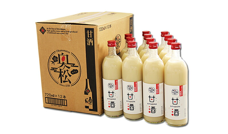 奥の松　甘酒　720ml×12本入| あま酒 蔵元仕込み 麹 米麹 米こうじ ノンアルコール 砂糖不使用 発酵飲料 糀甘酒 米糀 あまざけ あまさけ ギフト プレゼント 母の日 まとめ買い 夏バテ対策 熱中症対策 春バテ  インナーケア
