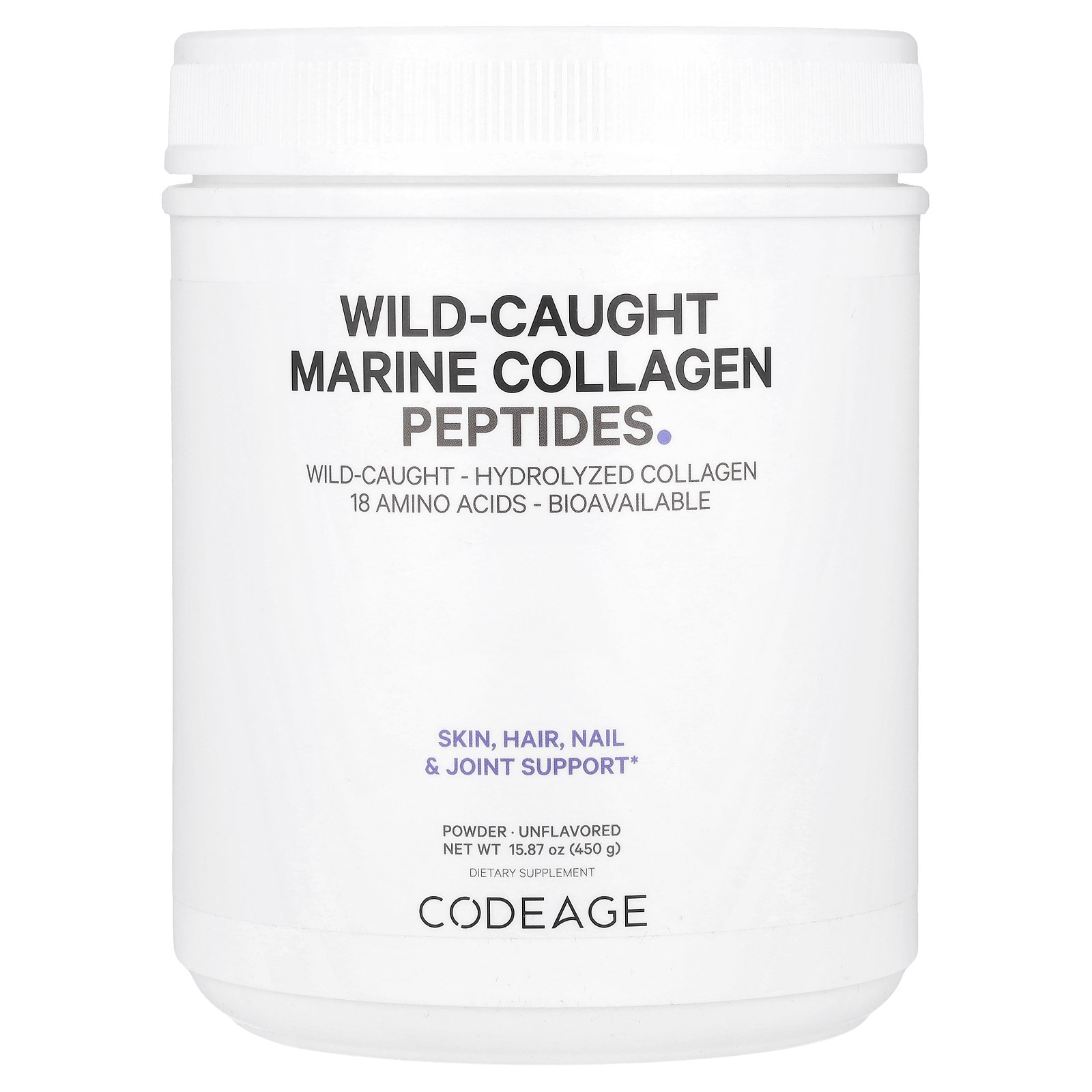 【POINT20倍★7/4 20:00〜7/11 1:59】Codeage マリンコラーゲン ペプチド 【 iHerb アイハーブ 公式 】 コードエイジ 加水分解 マリン フィッシュ コラーゲン 海洋コラーゲン ワイルド コート アミノ酸 サプリ パウダー 粉末 プレーン 無香料 450g画像