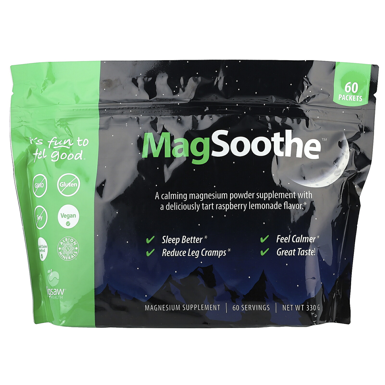【15%OFFクーポン★4/4 00:00~4/10 01:59】Jigsaw Health マグスーズ 【 iHerb アイハーブ 公式 】 ジグソーヘルス MagSoothe マグネシウム ナトリウム カリウム ミネラル サプリメント サプリ パウダー 粉末 ラズベリーレモネード味 330g 各5.5g 60袋