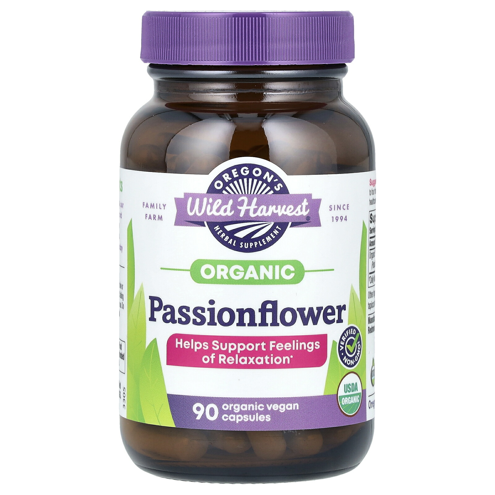 【POINT20倍★7/4 20:00〜7/11 1:59】Oregons Wild Harvest パッションフラワー 【 iHerb アイハーブ 公式 】 オレゴンズ ワイルドハーベスト オーガニック 有機 トケイソウ チャボトケイソウ ハーブ サプリメント サプリ ヴィーガンカプセル 90粒画像