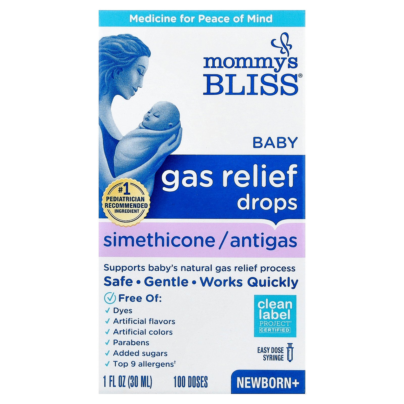 【POINT5倍★2/13 12:00〜3/1 23:59】Mommy's Bliss ガスリリーフ 赤ちゃん用 【 iHerb アイハーブ 公式 】 マミーズブリス ベビー シメチコン ドロップ サプリメント サプリ シロップ スポイト付き リキッド 液体 30ml画像