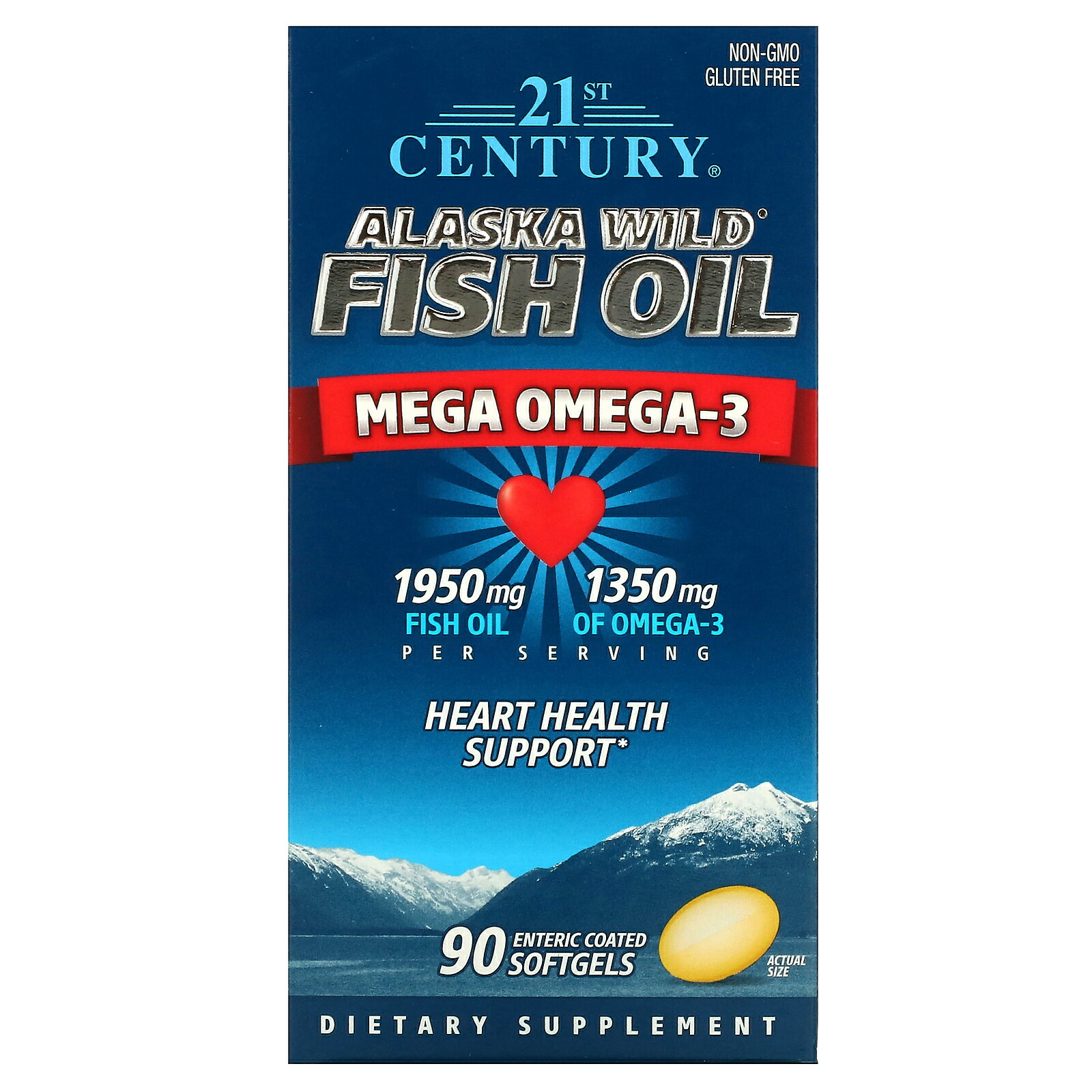 【POINT20倍★7/4 20:00〜7/11 1:59】21st Century フィッシュオイル メガ オメガ3 【 iHerb アイハーブ 公式 】 21st センチュリー アラスカワイルド オメガ3脂肪酸 DHA EPA サプリメント 腸溶性コーティング ソフトジェル 1,950mg / 1,350mg 90粒画像