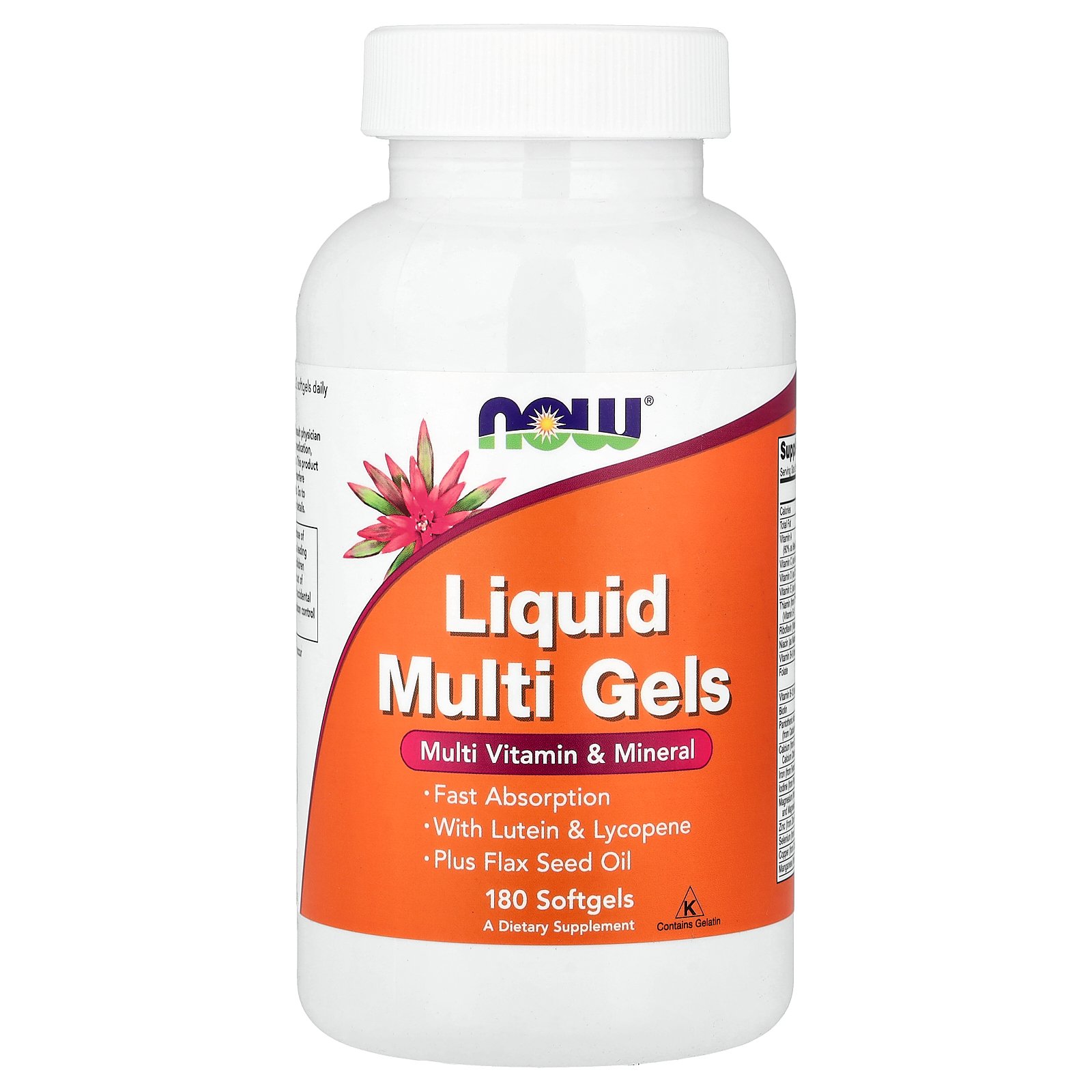 【15%OFFクーポン★4/14 20:00~4/20 23:59】NOW Foods リキッド マルチジェル 【 iHerb アイハーブ 公式 】 ナウフーズ マルチビタミン ビタミン A B C D E 葉酸 ミネラル カルシウム マグネシウム 鉄 亜麻仁 ルテイン リコピン サプリ ソフトジェル 180粒
