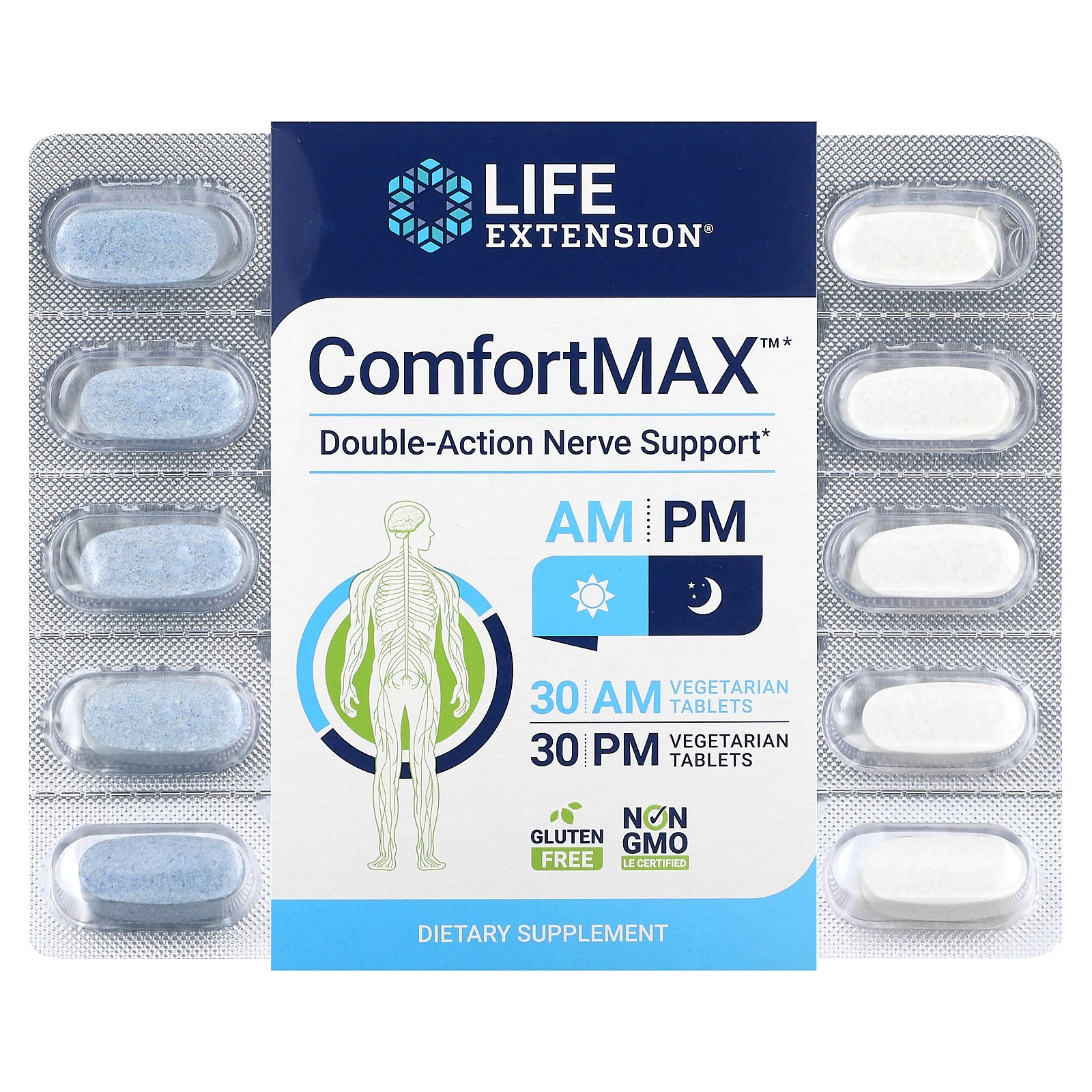 【15%OFFクーポン★4/4 00:00~4/10 01:59】Life Extension コンフォートマックス 【 iHerb アイハーブ 公式 】 ライフエクステンション パルミトイルエタノールアミド ホノキオール マグノリアエキス サプリメント 植物性タブレット 朝用 & 夜用 各30粒