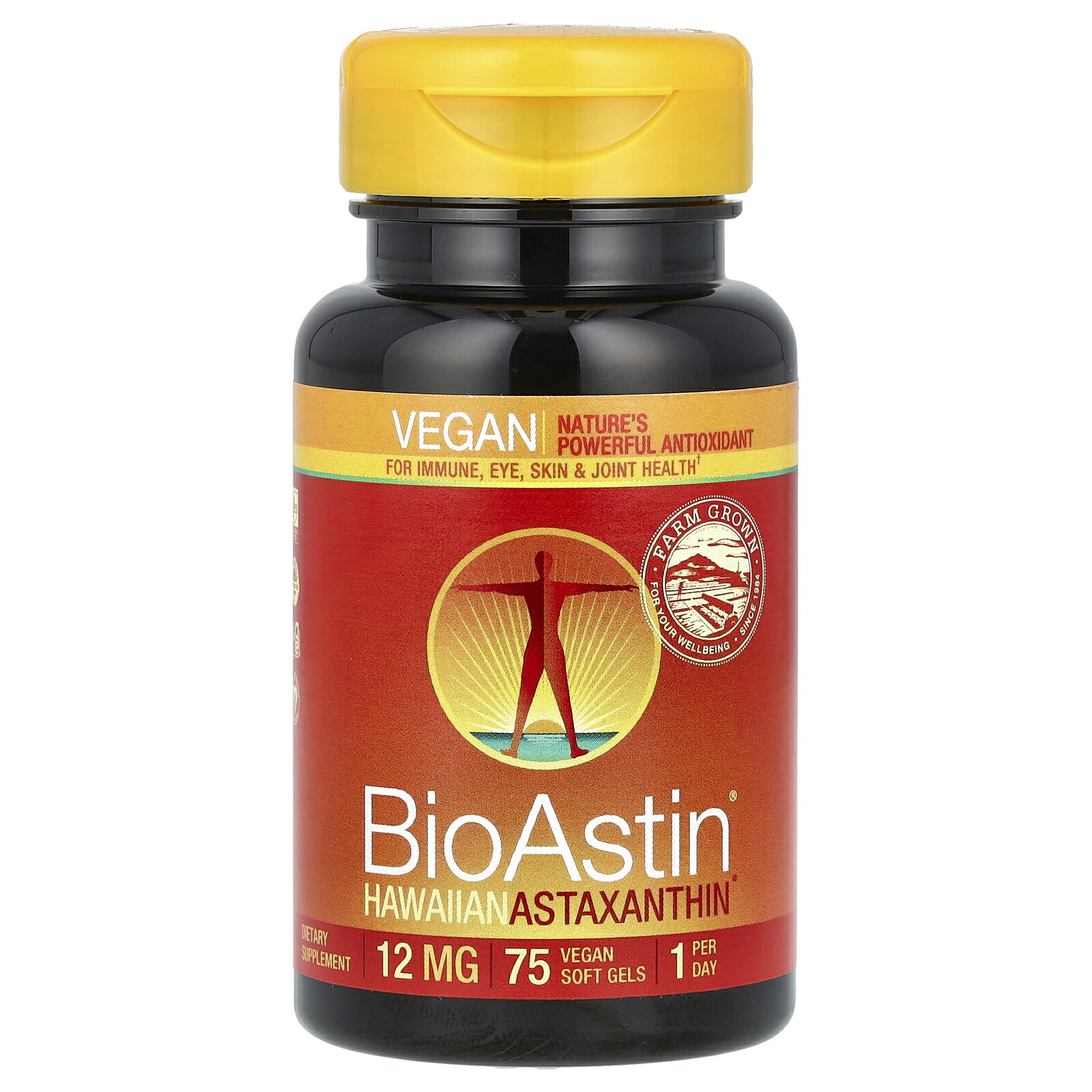 Nutrex Hawaii バイオアスチン ハワイアン アスタキサンチン 【 iHerb アイハーブ 公式 】 ニュートレックスハワイ ハワイ産 藻由来 ビタミンE オリーブオイル サプリ ヴィーガン 植物性ソフトジェル 12mg 75粒