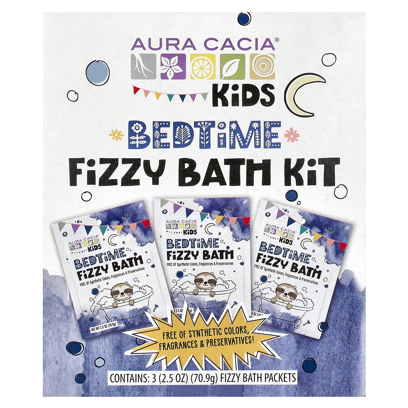 【POINT20倍★10/24 20:00〜10/27 9:59】Aura Cacia フィジー バス キット 子供向け 【 iHerb アイハーブ 公式 】 オーラカシア 入浴剤 バスソルト 炭酸風呂 精油 ラベンダー シトラス フランキンセンス ブルータンジー キッズ ベッドタイム 各70.9g 3個画像