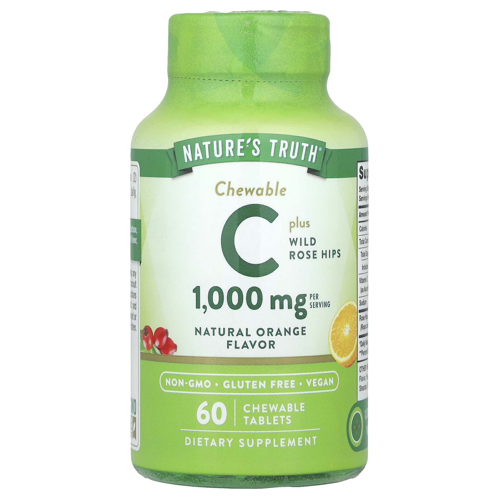 【POINT20倍★7/4 20:00〜7/11 1:59】Nature's Truth ビタミンC 【 iHerb アイハーブ 公式 】 ネイチャーズトゥルース ビタミン C アスコルビン酸 プラス ワイルド ローズヒップ サプリメント サプリ チュアブル タブレット 天然オレンジ味 1,000mg 60粒画像