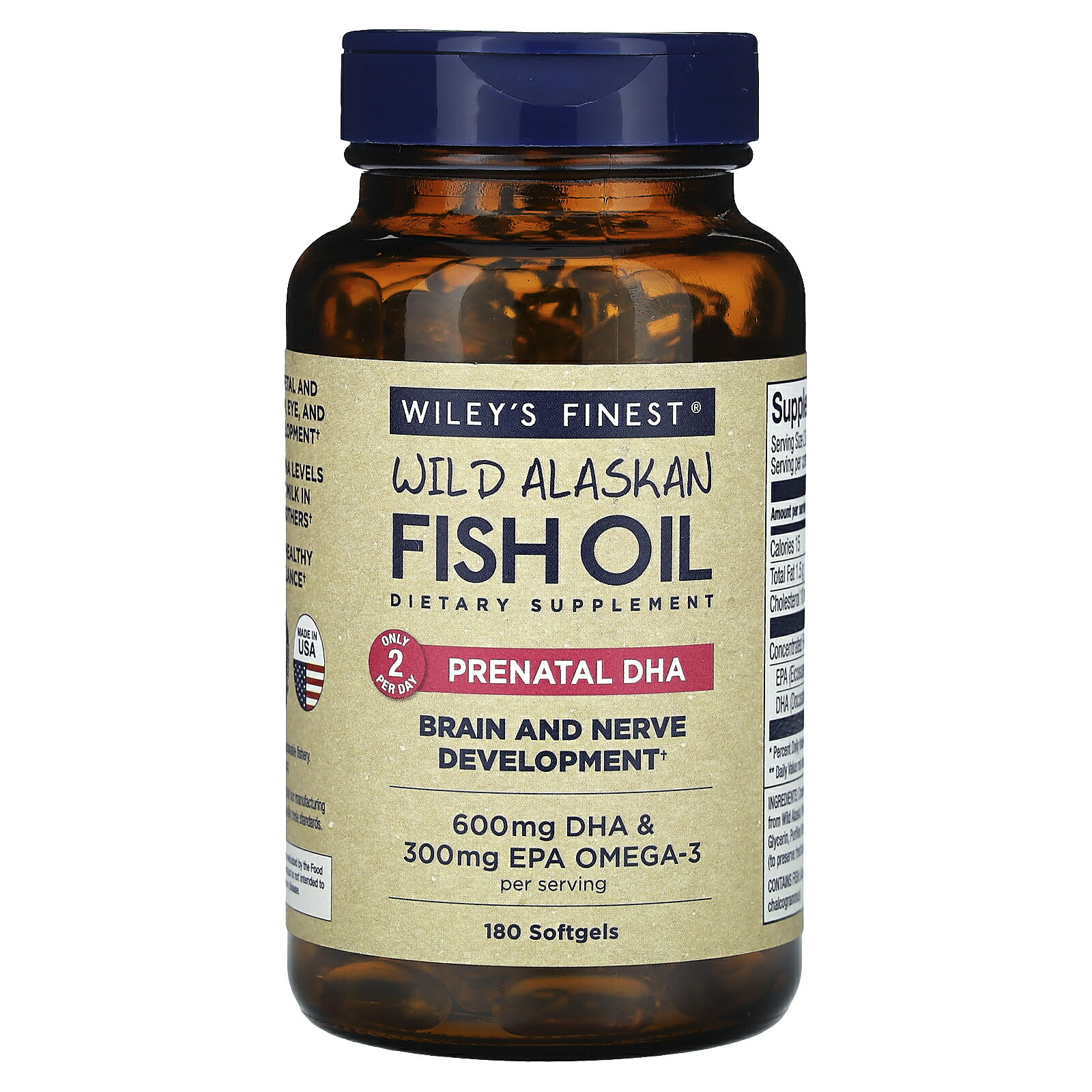 【POINT20倍★7/4 20:00〜7/11 1:59】Wiley's Finest フィッシュオイル プレナタル 【 iHerb アイハーブ 公式 】 ワイリーズファイネスト ワイルド アラスカン アラスカ産 天然 DHA EPA オメガ3 脂肪酸 妊婦 サプリ ソフトジェル 600mg/300mg 180粒画像