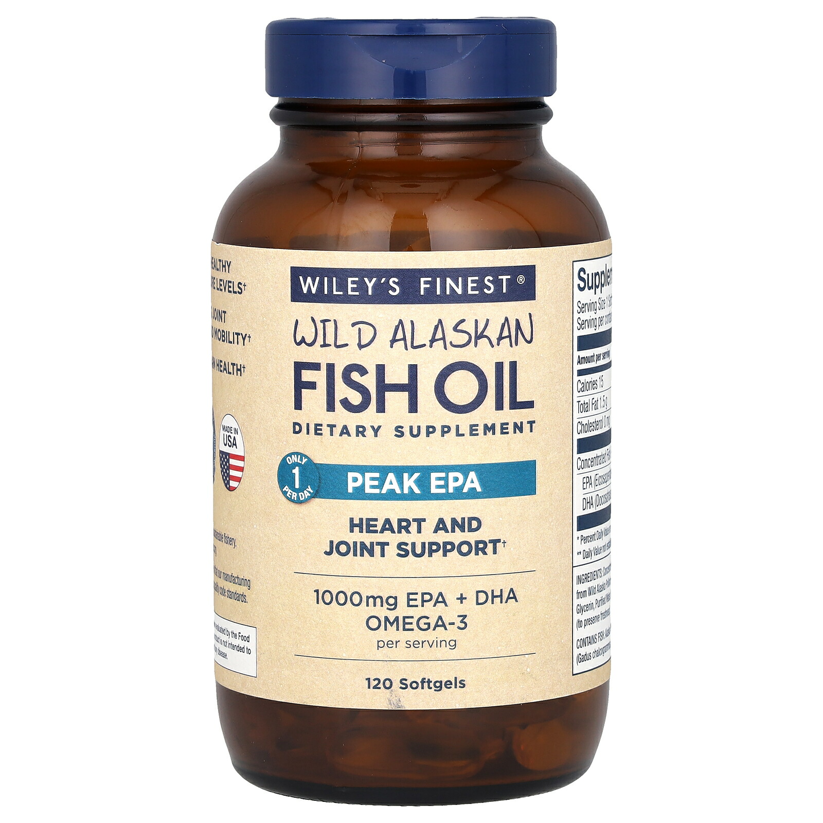 【POINT20倍★7/4 20:00〜7/11 1:59】Wiley's Finest フィッシュオイル ピーク EPA 【 iHerb アイハーブ 公式 】 ワイリーズファイネスト ワイルド アラスカン アラスカ産 天然 オメガ3 脂肪酸 DHA サプリメント サプリ ソフトジェル 1,000mg 120粒画像