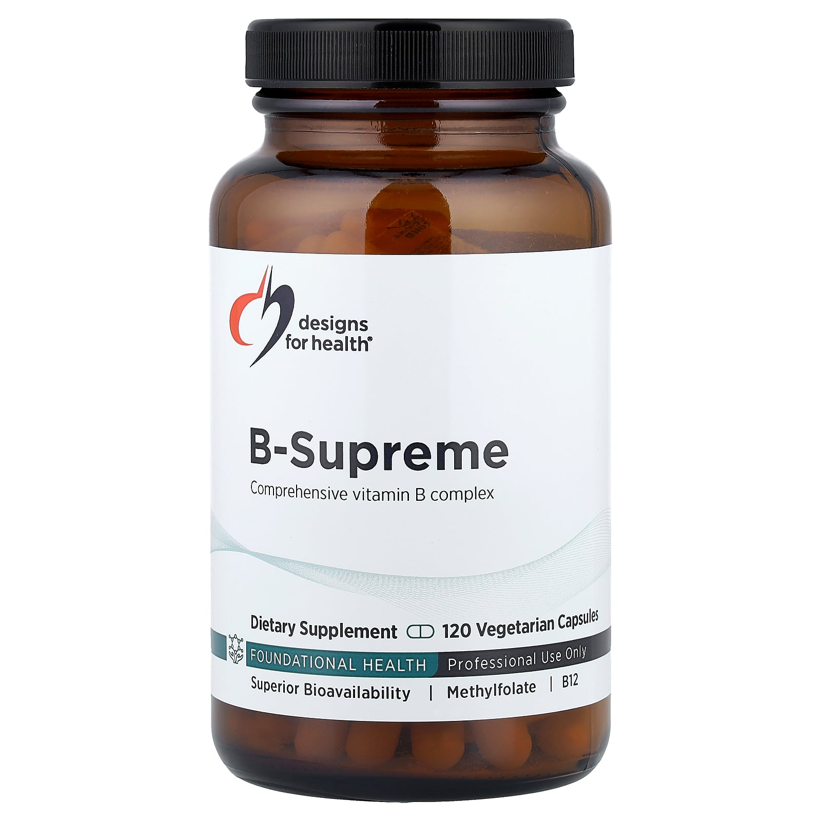 Designs For Health B-スプリーム 【 iHerb アイハーブ 公式 】 デザインズフォーヘルス ビタミンB群 ビタミンB ビタミン B B1 B2 B3 B6 B12 葉酸 ビオチン パントテン酸 サプリ ベジカプセル 120粒｜iHerb