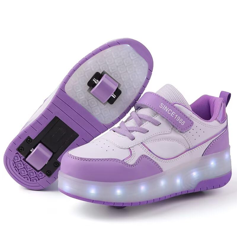 ローラーシューズ 2輪式 LED 子供 大人 しまえる ひかるくつ 光る靴 発光シューズ 前輪取り外し可能 後輪ワンボタン収納式 男の子 女の