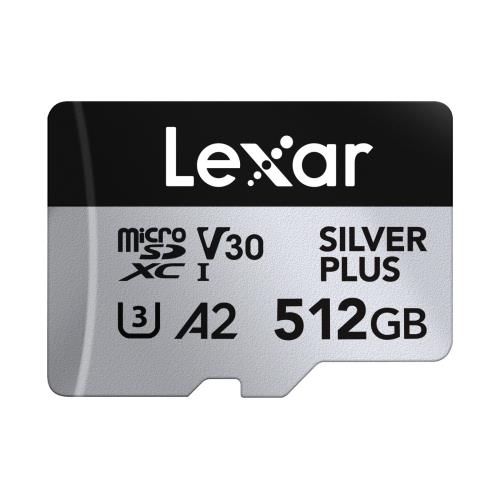 Lexar Silver Plus Micro SD歌留多 512GB 最大限度読み込むす早さ205MB/秒 書きとどめるす早さ150MB/秒 記憶装置歌留多 microSD SDアダプタ付き添い人 UHS-I A2 U3 V30 Class10 4K UHD microSDXC