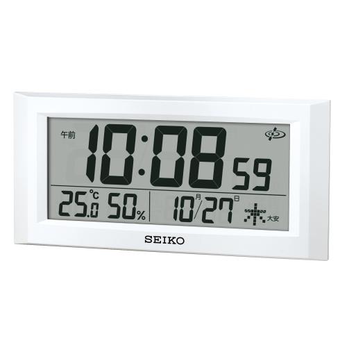 セイコークロック(Seiko Clock) セイコー 時辰儀 柱時計 置き時計 兼用 人工衛星 電磁波 デジタル 暦 体温 湿度 見せびらかす 白 パール GP502W SEIKO