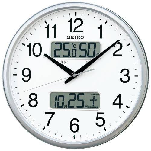 製造会社取りひろげる引きうける2年客体セイコークロック(Seiko Clock) セイコー 時辰儀 掛時計 電磁波 アナログ 暦 気温 湿度 書きあらわす しろがね色 メタリック KX235S