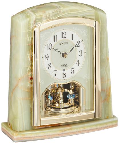 セイコークロック(Seiko Clock) セイコー 時辰儀 置き時計 電磁波 アナログ 回転させる飾りつけ オニキス枠 BY223M SEIKO