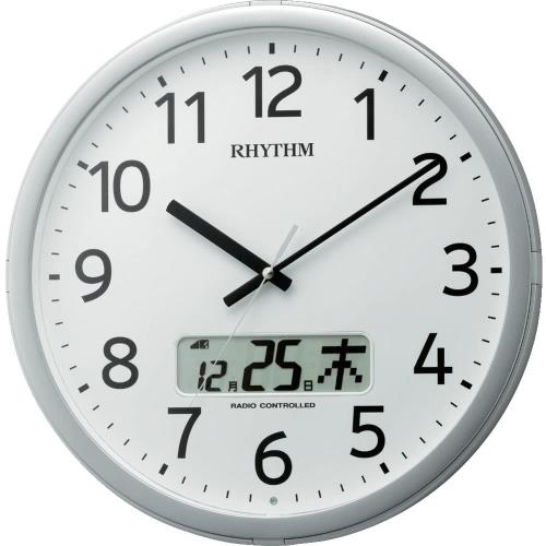 音楽的リズム時辰儀 RHYTHM 電磁波 柱時計 放送番組暦01SR 鐘付き添い人 しろがね色色 4FNA01SR19
