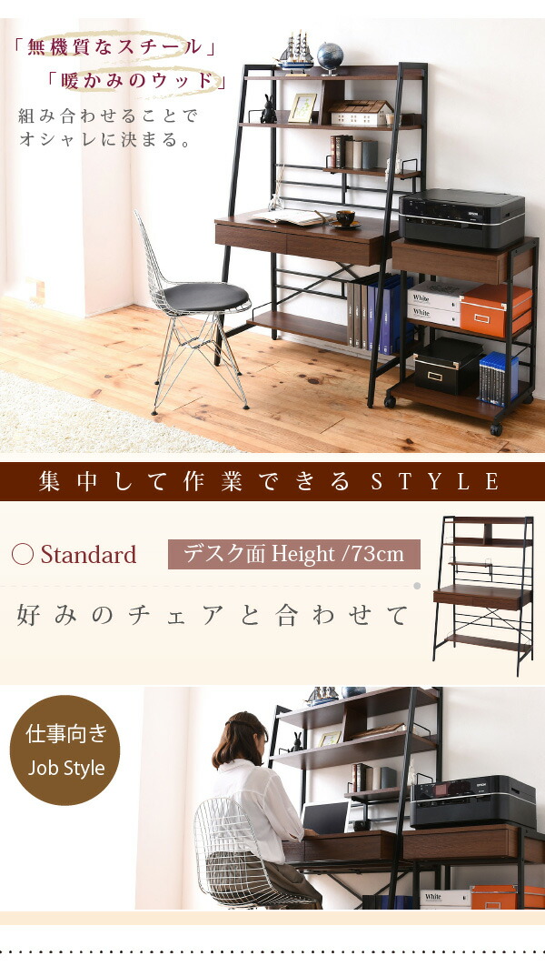 2WAY パソコンデスク 上部収納 シェルフデスク 幅 本棚付き 多機能 ...