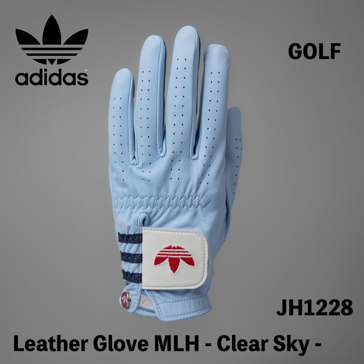 オリジナルスゴルフ ゴルフグローブ マーカー付き レザー 左手用 adidas originals GOLF レザー グローブ ひだり手 Clear Sky クリアスカイ JH1228【中古】未使用品