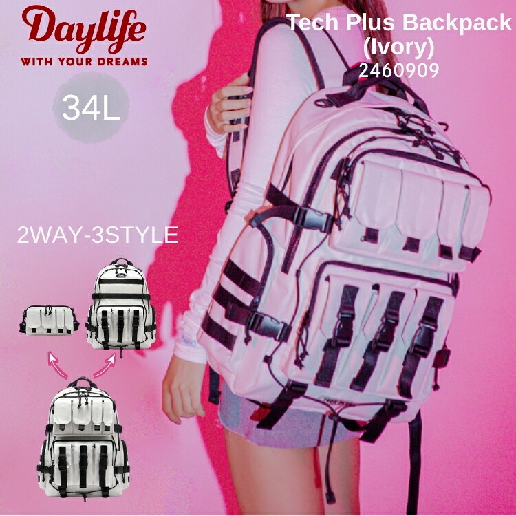 デイライフ 背嚢 DAYLIFE Tech Plus Backpack (Ivory) テック つけ加える うしろ側風呂敷き包み 2460909 御徒面子 バッグ・小物・ブランド雑貨-バックパック・リュック