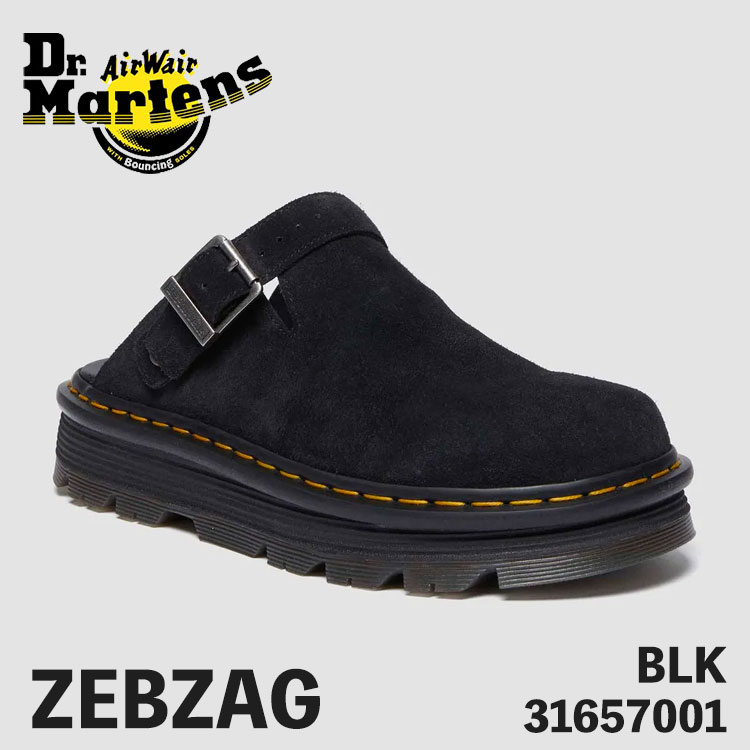 Dr.Martens ミュールサンダル 御医者さんマーチン ミュールサンダル メンズ レディース Zebzag Suede Casual Slingback Platform Mules ミュール スリング うしろ側 シューズ 31657001 BLACK 黒いこと シューズ【中古】未当て嵌める品