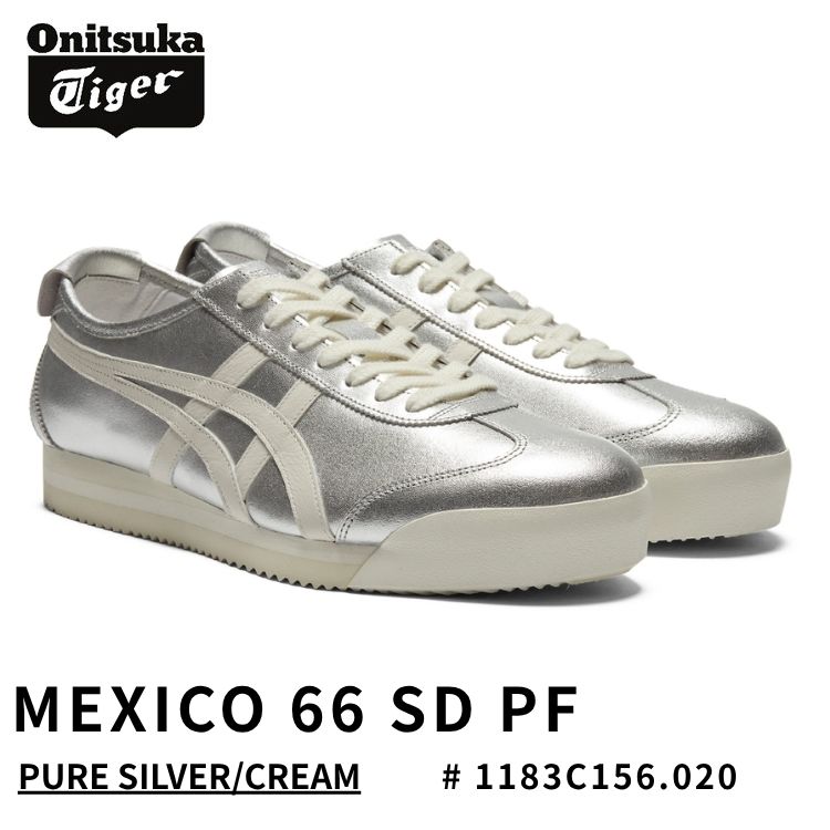 オニツカタイガー スニーカー Onitsuka Tiger スニーカー MEXICO 66 SD PF メキシコ合衆国66 SD PF PURE SILVER/CREAM 純一無雑しろがね色/皮膚軟化剤 # 1183C156.020 シューズ メンズ レディース
