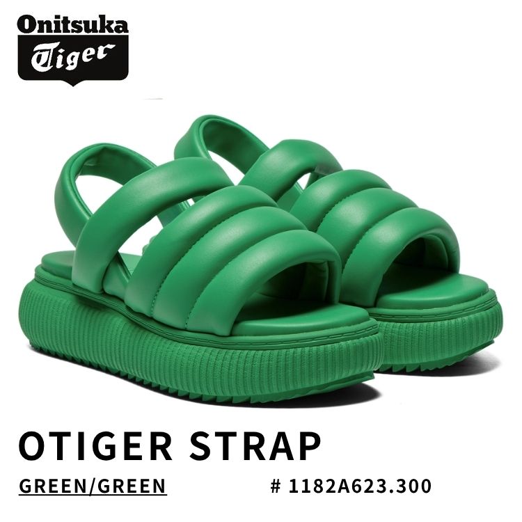 オニツカタイガー サンダル レディース Onitsuka Tiger サンダル レディース OTIGER STRAP GREEN/GREEN 緑であること/緑であること オー虎  # 1182A623.300 シューズ ウィメンズ レディーズ【中古】未当てはめる品