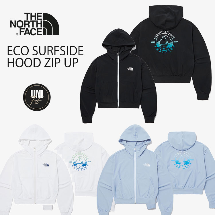 ノースフェイス ラッシュガード THE NORTH FACE メンズ レディース ECO SURFSIDE HOOD ZIP UP エコ サーフサイド ジップアップ パーカー フーディー ロングスリーブ BLACK ブラック DUSK BLUE ダスク ブルー NJ5JP07J/K/L 長袖 ルーズフィット 体型カバー【中古】未使用品
