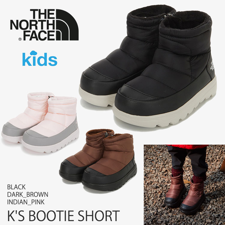 北の方人間の顔 ブーツ 落ち込む キッズ ウィンターブーツ 防寒用シューズ THE NORTH FACE ブーツ 落ち込む 小わっぱ用 K\u0027S BOOTIE SHORT BLACK DARK_BROWN INDIAN_PINK 黒いこと 靉靆たる赤銅色 北米インディアン サクラ色 NS87R96S NS87R96T NS87R96U【中古】未当てはめる品
