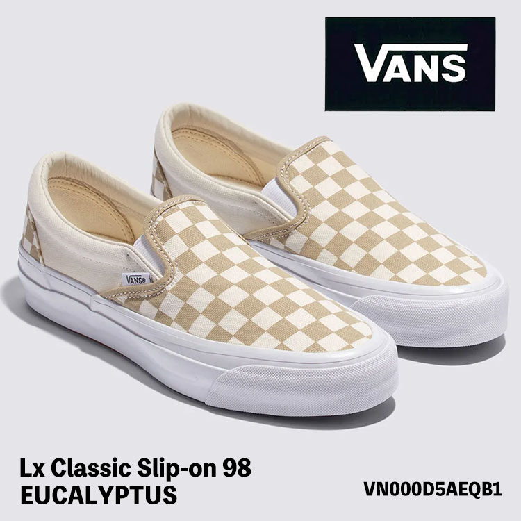 バンズ スリッポン スニーカー VANS スリッポン VANS-LX CLASSIC SLIP-ON REISSUE 98 Eucalyptus VN000D5AEQB1 クラシックスリッポン リシュー98 チェッカーゲーム盤 ユーカリノキ