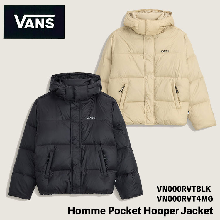 バンズ ダウンジャケット メンズ VANS ダウン ジャケット メンズ Homme Pocket Hooper Jacket VN000RVTBLK / VN000RVT4MG Black Beige ブラック ベージュ メンズ オム ポケット フーパー ジャケット アウター