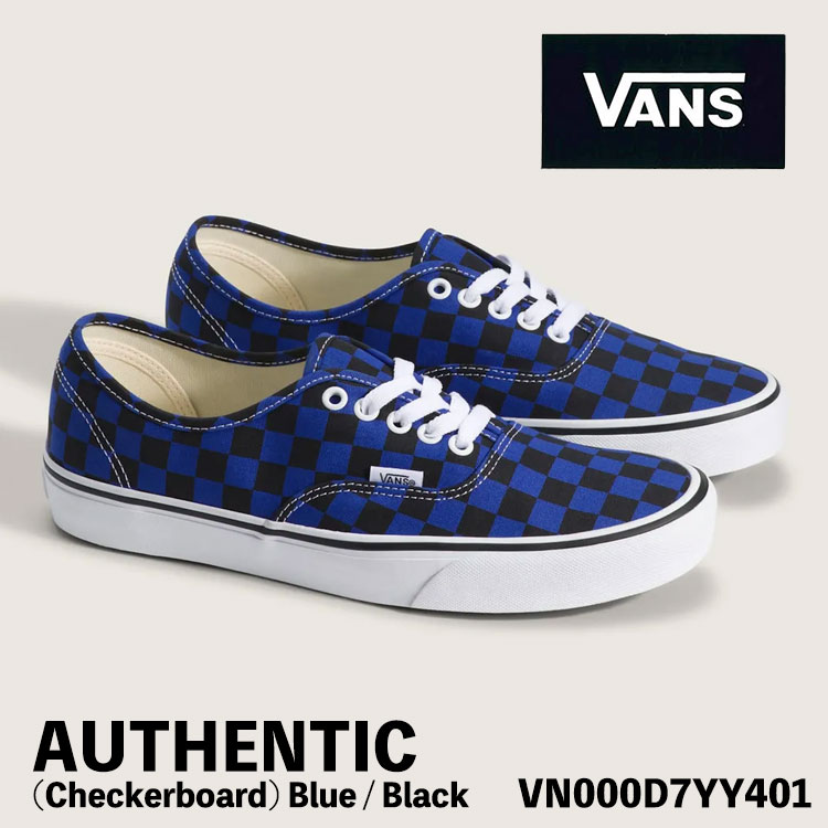 バンズ スニーカー VANS スニーカー レディース メンズ Vans (Checkerboard) Blue / Black VN000D7YY401 オーセンティック チェッカーゲーム盤 青色 黒いこと シューズ