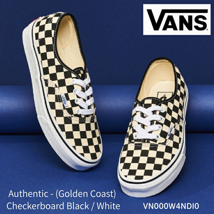 バンズ スニーカー VANS Authentic (Golden Coast) Checkerboard Black / White VN000W4NDI0 オーセンティック ゴールド コースト チェッカーボード ブラック ホワイト シューズ|イイコレ!