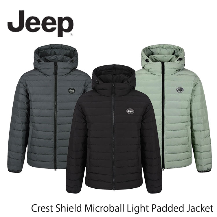 ジープ 落ち込む Jeep Crest Shield Microball Light Padded Jacket クレストシールドマイクロボールライトパディングジャケット BLACK 黒いこと D/GREY まっ黒い薄墨色 L/KAHKI ともし火カーキ  JQ5JPU421BK/DG/LK 御召しもの