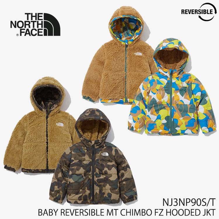 ノースフェイス ダウン フリース THE NORTH FACE ベビー 男の子 女の子 BABY REVERSIBLE MT CHIMBO FZ HOODED JKT ベビー リバーシブル MT チンボ FZ フーデッド ジャケット 迷彩 カモ柄 KHAKI カーキ GREEN グリーン NJ3NP90S/T【中古】未使用品