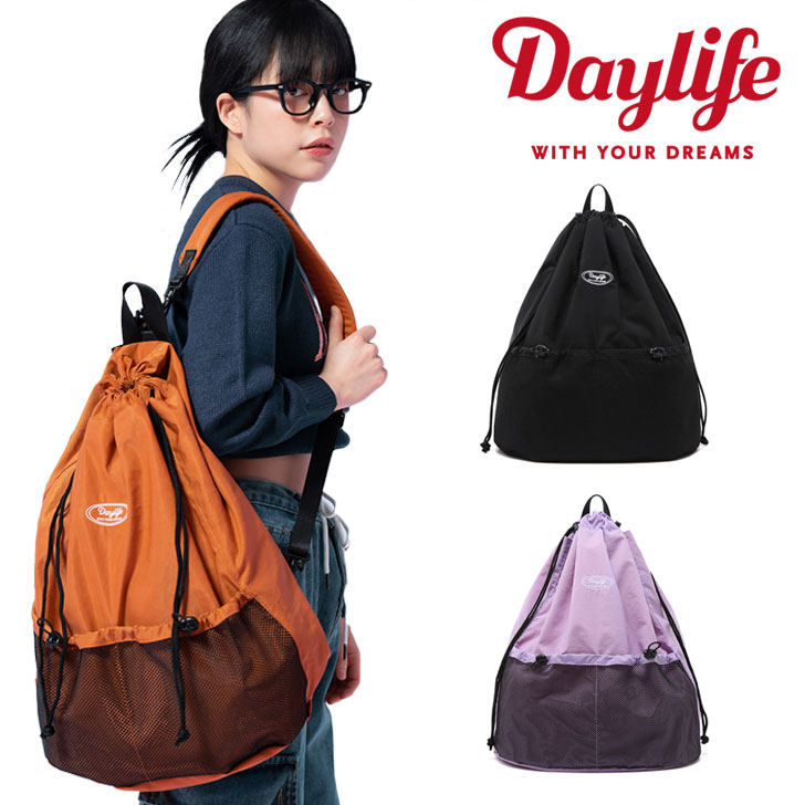 デイライフ 背嚢 DAYLIFE 置き目売りわたす店 メンズ レディース DRAW STRING BACKPACK 五分五分 文字列 うしろ側容器に並べる BLACK 黒いこと ORANGE オレンジ色 PURPLE パープル 5002088869/70/71 御徒面子 男女兼用バッグ-バッグ・小物・ブランド雑貨