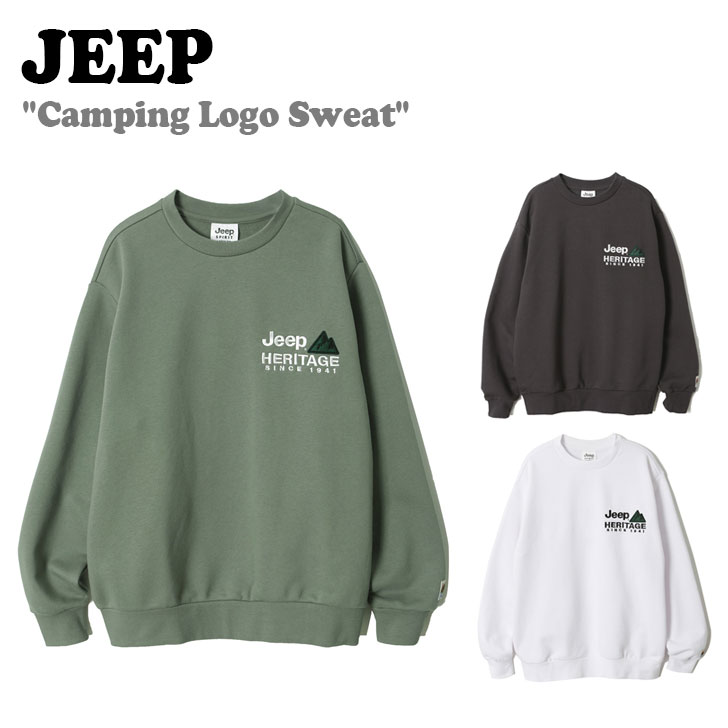 ジープ 流汗 調教師 Jeep メンズ レディース Camping Logo Sweat キャッピング ロゴタイプ 流汗 WHITE 白いこと DARK GRAY うす暗い薄墨色 KHAKI カーキ JN5TSU857WH/DG/KH 御召しもの
