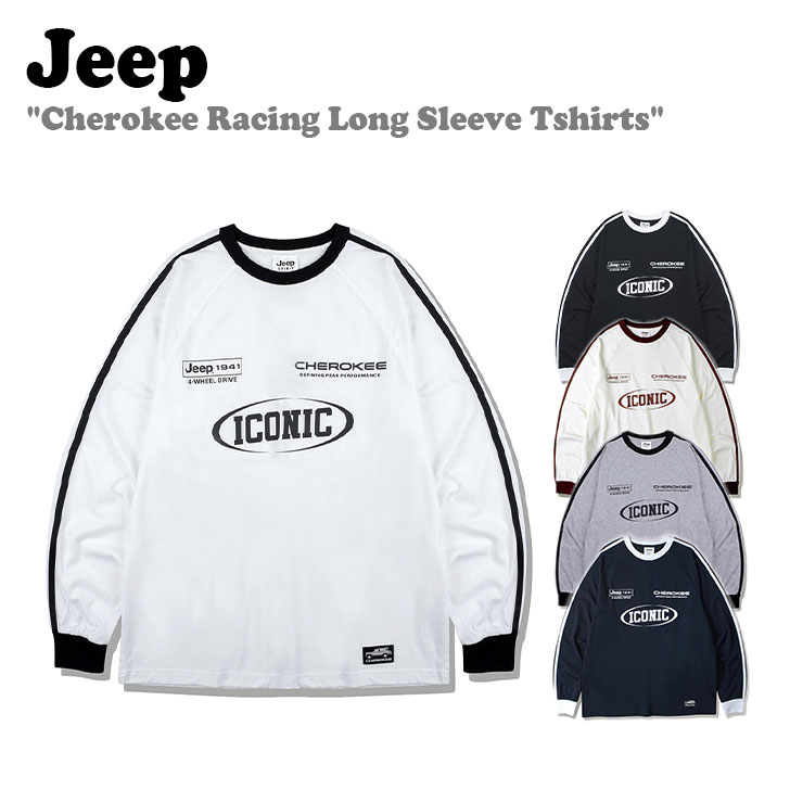 ジープ Tシャツ 長袖 Jeep ロンT メンズ レディース Cherokee Racing Long Sleeve Tshirts チェロキー レーシング ロング スリーブ 全5色 JP5TSU001IV/MG/BK/WM/NA JO5TSU001IV/MG/BK/WM/NA 長袖 ウェア