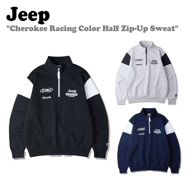 ジープ 調教師 Jeep メンズ レディース Cherokee Racing Color Half Zip-Up Sweat チェロキー 一ころ 色合い 二分の一 ジップアップ 汗水 MELANGE WHITE メランジ 白いこと BLACK 黒いこと NAVY 米国海軍 JP5TSU837MW/BK/NA お召しもの