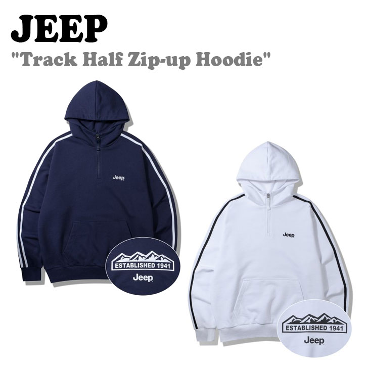 ジープ ハーフジップスウェット Jeep メンズ レディース Track Half Zip-up Hoodie 貨物自動車 ハーフジップアップ フーディー NAVY 米国海軍 WHITE 白いこと JP5THU832NY/WH 御召しもの