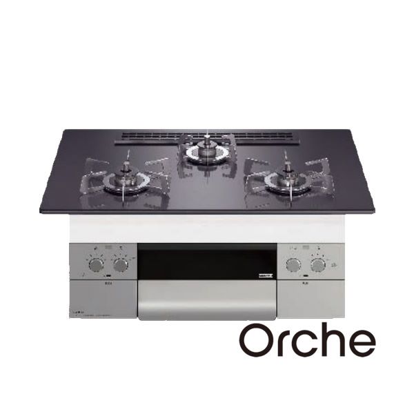 ●♪ノーリツ ビルトインコンロ【N3WU2PWASQSTESC】Orche オルシェ S・FLAT 75cmタイプ ブラックパールガラストップ ステンレスごとく|あいあいショップさくら