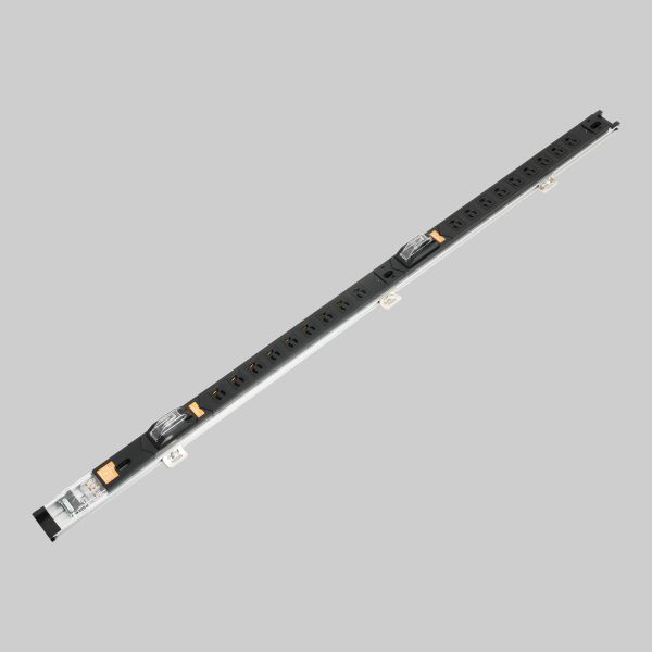 ▲Яアメリカン電機 【HA7181】黒色 0Uコンセントバー 30A入力 抜止形18ヶ口 スライドレールタイプ 15A安全ブレーカ付 受注生産