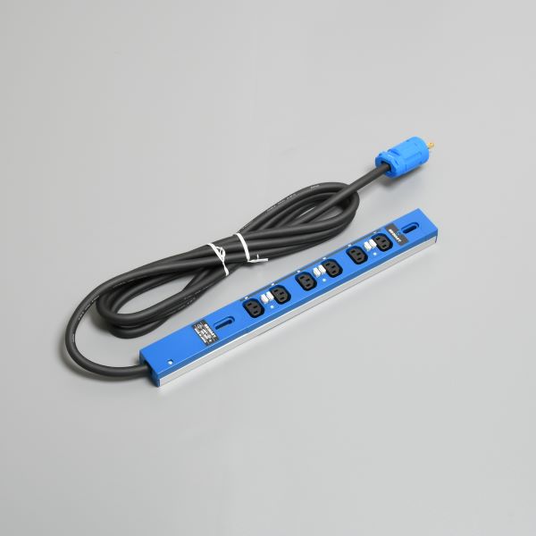 Яアメリカン電機 【HAC9060LS-BL】青色 0Uコンセントバー 20A入力 IEC C-13×6ヶ口 C-14プラグ ロック機能付|あいあいショップさくら