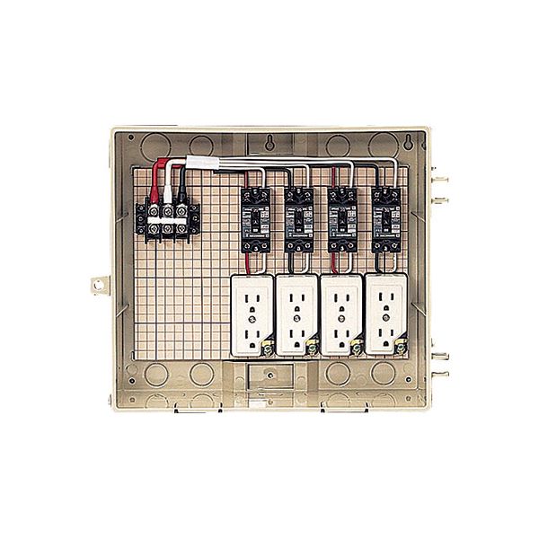未来工業 【C13-4CTB】ベージュ 屋外電力用仮設ボックス (漏電しゃ断器・コンセント内蔵) 透明蓋 30mA 315×384×167|あいあいショップさくら