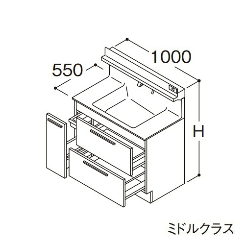 ●TOTO 【LDSFB100BDRDN1】洗面化粧台 ミドルクラス オクターブ 3Wayキャビネット 右側回避 カウンター高さ800mm 間口1000mm 一般地 受注生産〔GA〕