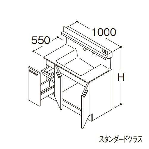 ●TOTO 【LDSFB100CJLDS1A】洗面化粧台 スタンダード オクターブ 片引き出し 左側回避 カウンター高さ850mm 間口1000mm 寒冷地 受注約1週〔GA〕