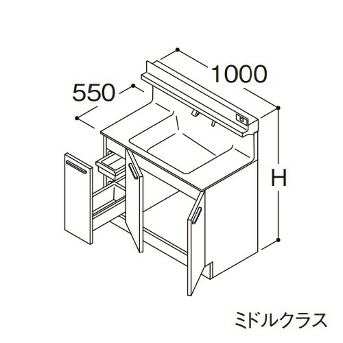 ●TOTO 【LDSFB100BJADS1】洗面化粧台 ミドルクラス オクターブ 片引き出し 左側回避+体重計収納あり カウンター高さ800mm 間口1000mm 寒冷地 受注生産〔GA〕