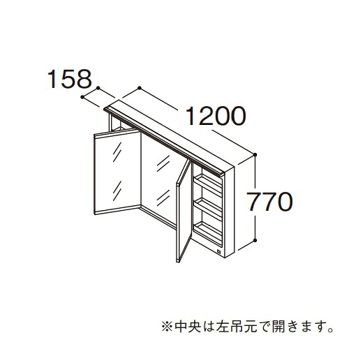 ●TOTO 【LMFB120A3GLG1G】かざり付ける鏡 三面鏡 オクターブ タッチレスワイドLED照明装置 エコ銀鏡なし 間口1200粍 受注生み出すこと〔GA〕